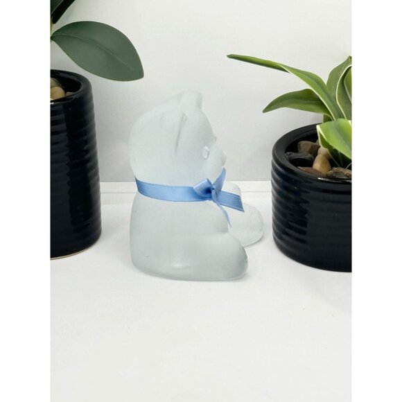 Nybro Sweden Crystal Art Glass Teddy Bear Frosted Paper Weight Figurine - Picture 3 of 7